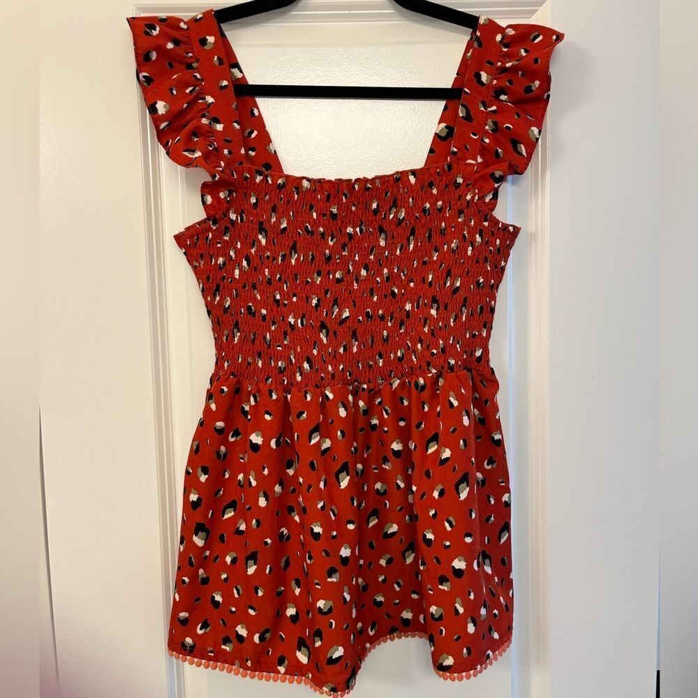 ANTHROPOLOGIE THML Ruched Tank Blouse Red/Copper Women’s Size Large
